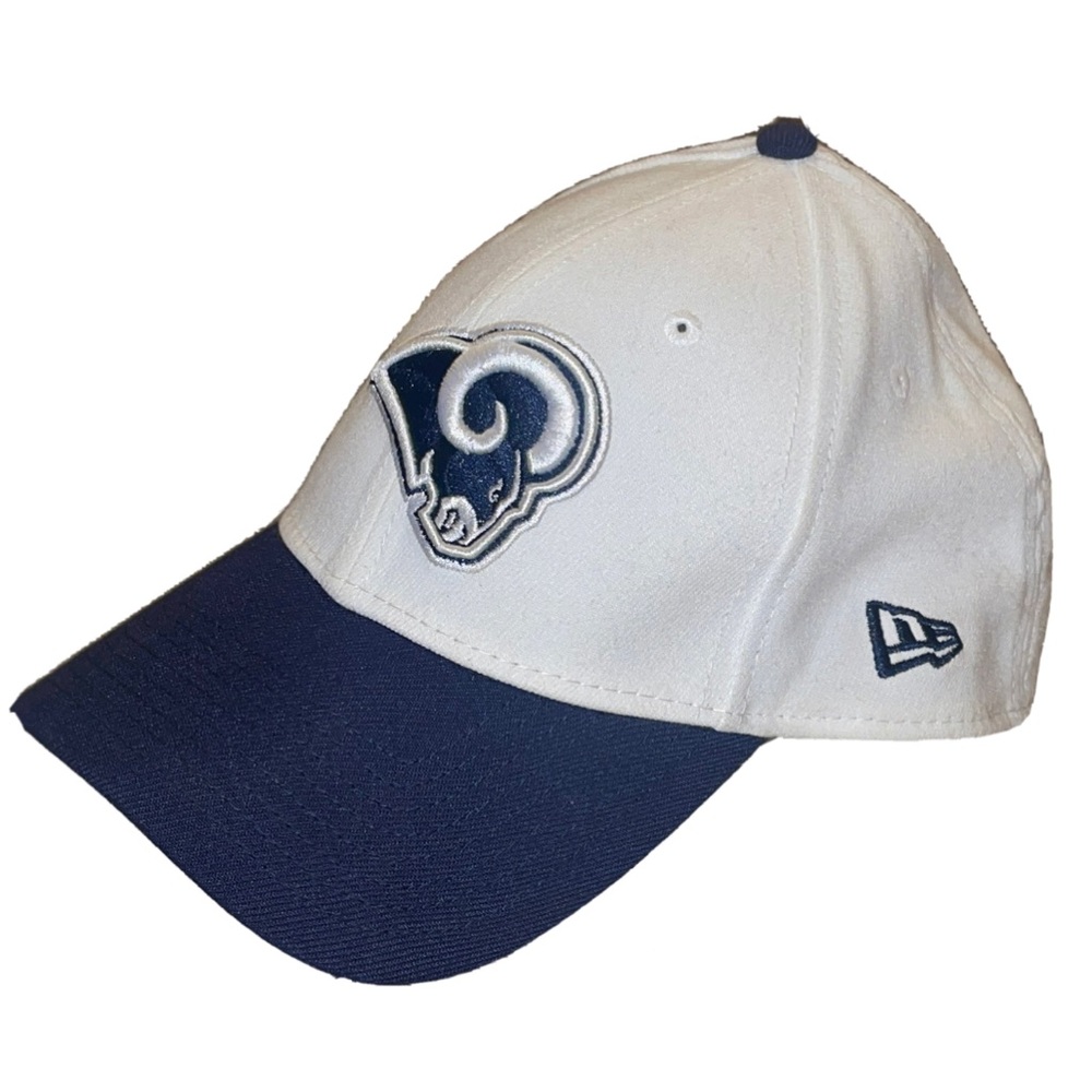 Los Angeles Rams Embroidered Baseball Cap M/L New Era NFL Football White Blue